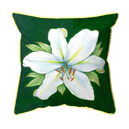 Casablanca Lily - Green Background Large Indoor/Outdoor Pillow 18x18