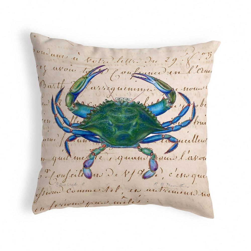 Male Blue Crab Beige Small No-Cord Pillow 12x12