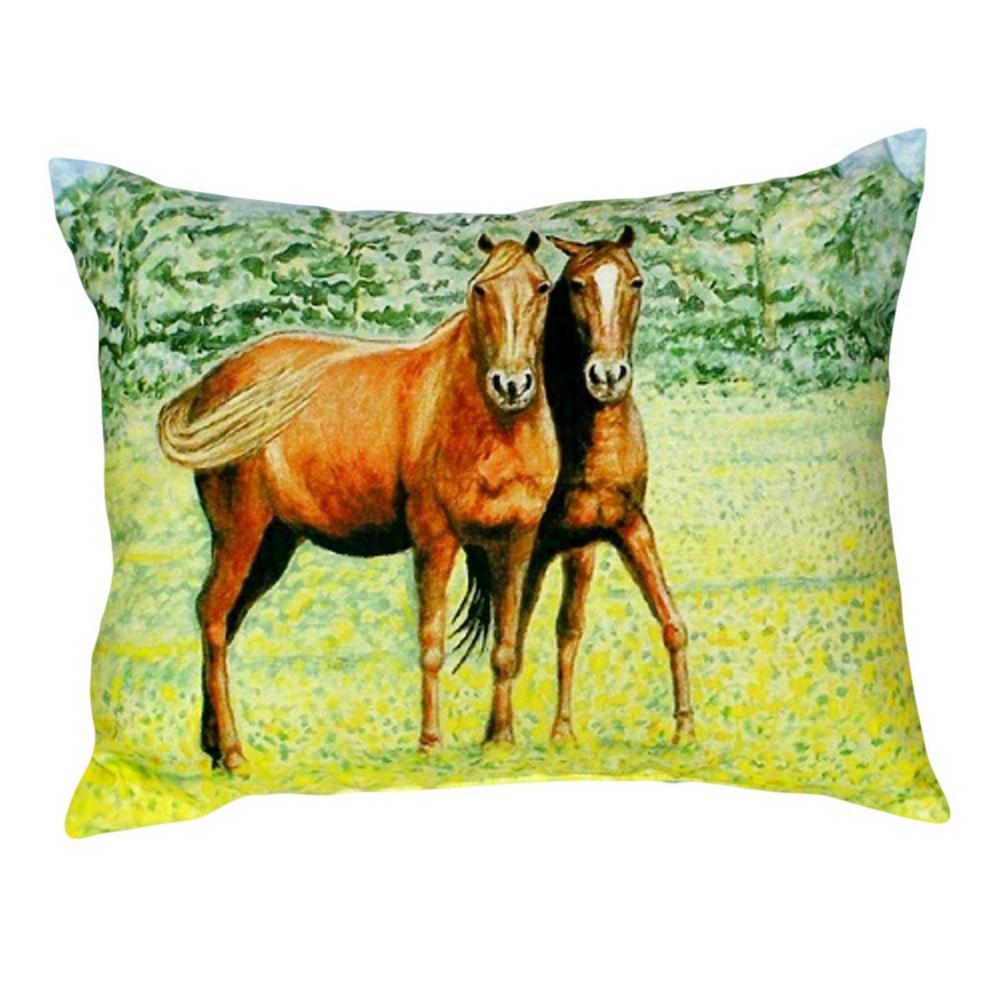 Two Horses Small No-Cord Pillow 11x14