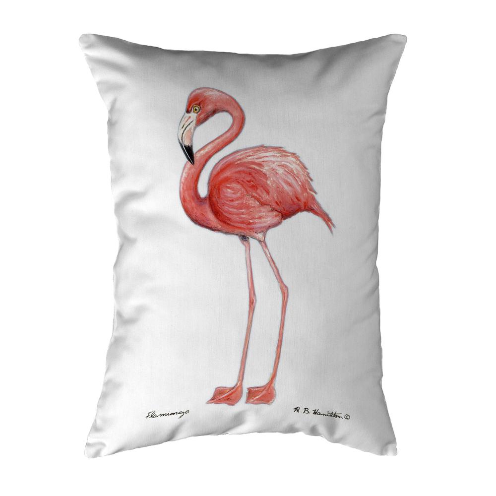 Flamingo White Background Noncorded Indoor/Outdoor Pillow 11x14