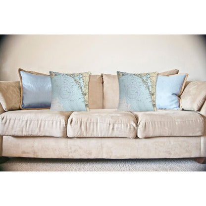 Estero Bay, Bonita Springs, FL Nautical Map Noncorded Indoor/Outdoor Pillow 12x12