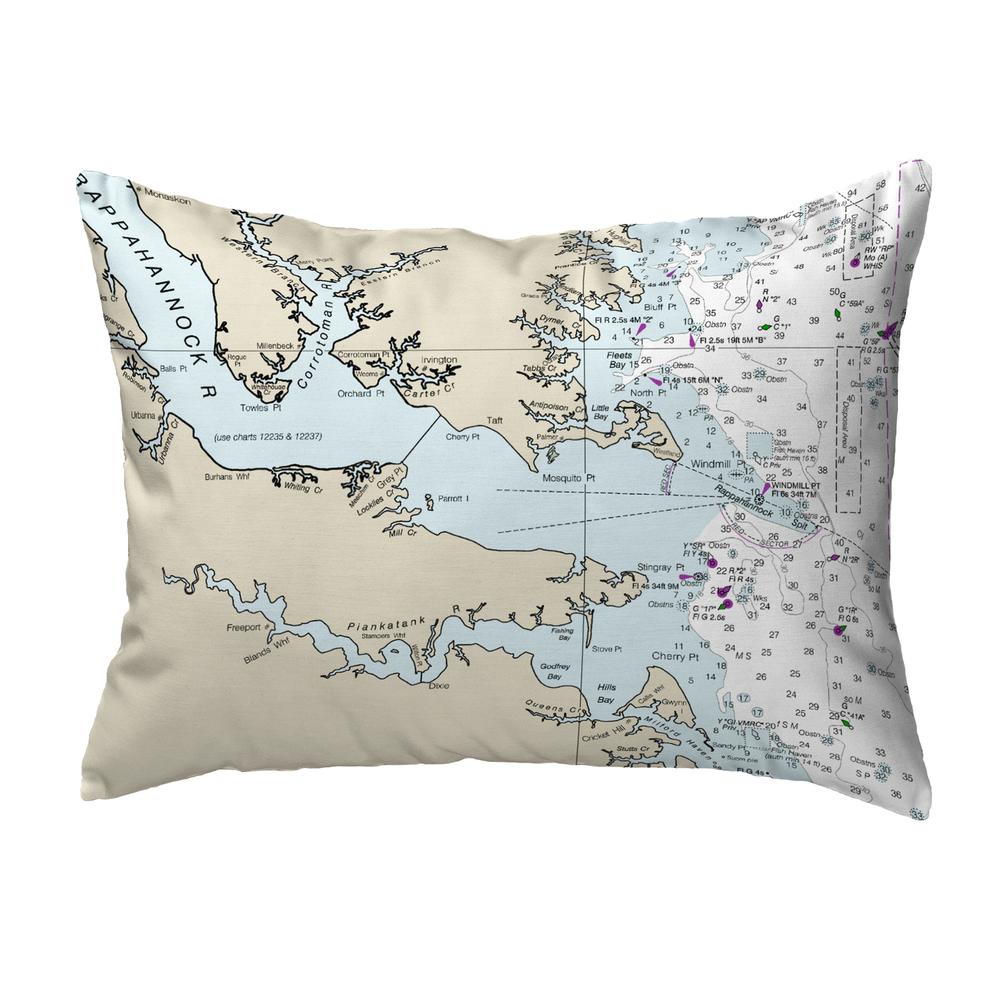 Chesapeake Bay, VA Nautical Map Noncorded Indoor/Outdoor Pillow 11x14
