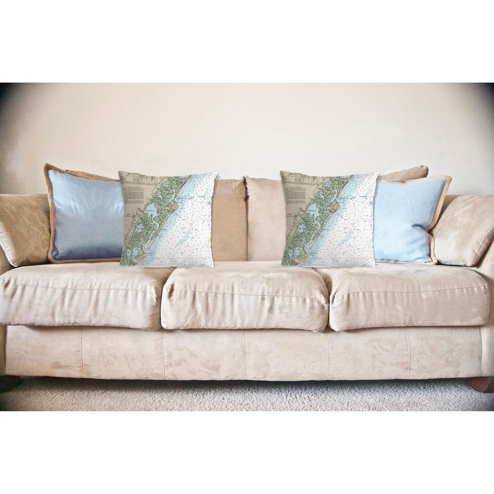 Little Egg Inlet to Hereford Inlet - Avalon, NH Nautical Map Noncorded Indoor/Outdoor Pillow 12x12