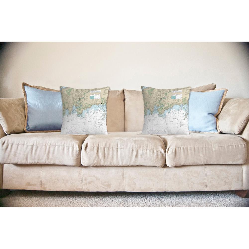 Branford Harbor - Indian Neck, CT Nautical Map Noncorded Indoor/Outdoor Pillow 12x12