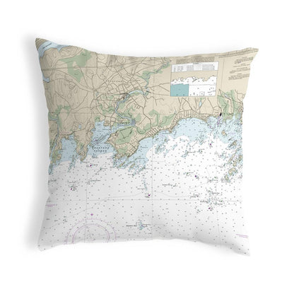 Branford Harbor - Indian Neck, CT Nautical Map Noncorded Indoor/Outdoor Pillow 12x12