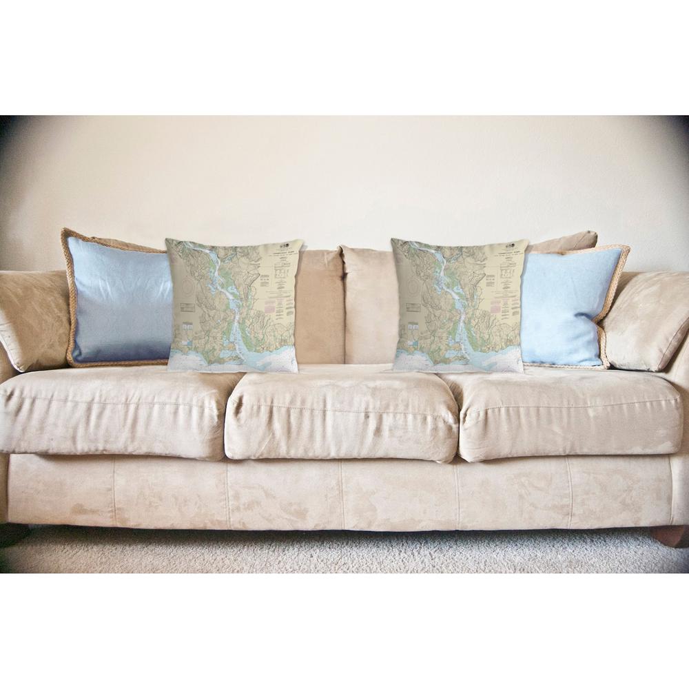 Connecticut River, CT Nautical Map Noncorded Indoor/Outdoor Pillow 12x12