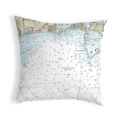 Block Island Sound - Matunuck, RI Nautical Map Noncorded Indoor/Outdoor Pillow 12x12
