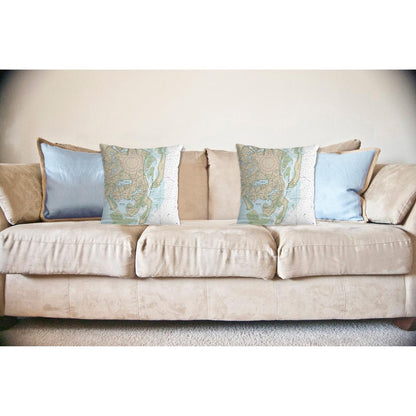 Chatham Harbor, MA Nautical Map Noncorded Indoor/Outdoor Pillow 12x12