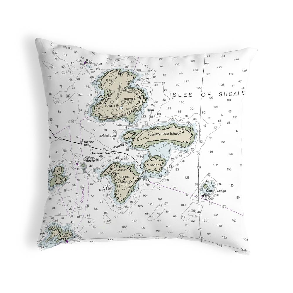 Isle of Shoals, NH Nautical Map Noncorded Indoor/Outdoor Pillow 12x12