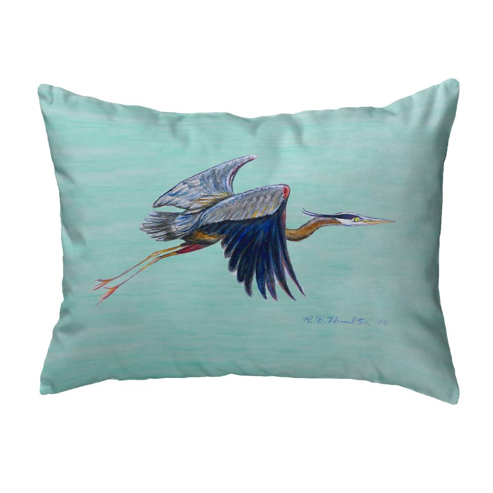Flying Blue Heron - Teal Small No-Cord Pillow 11x14