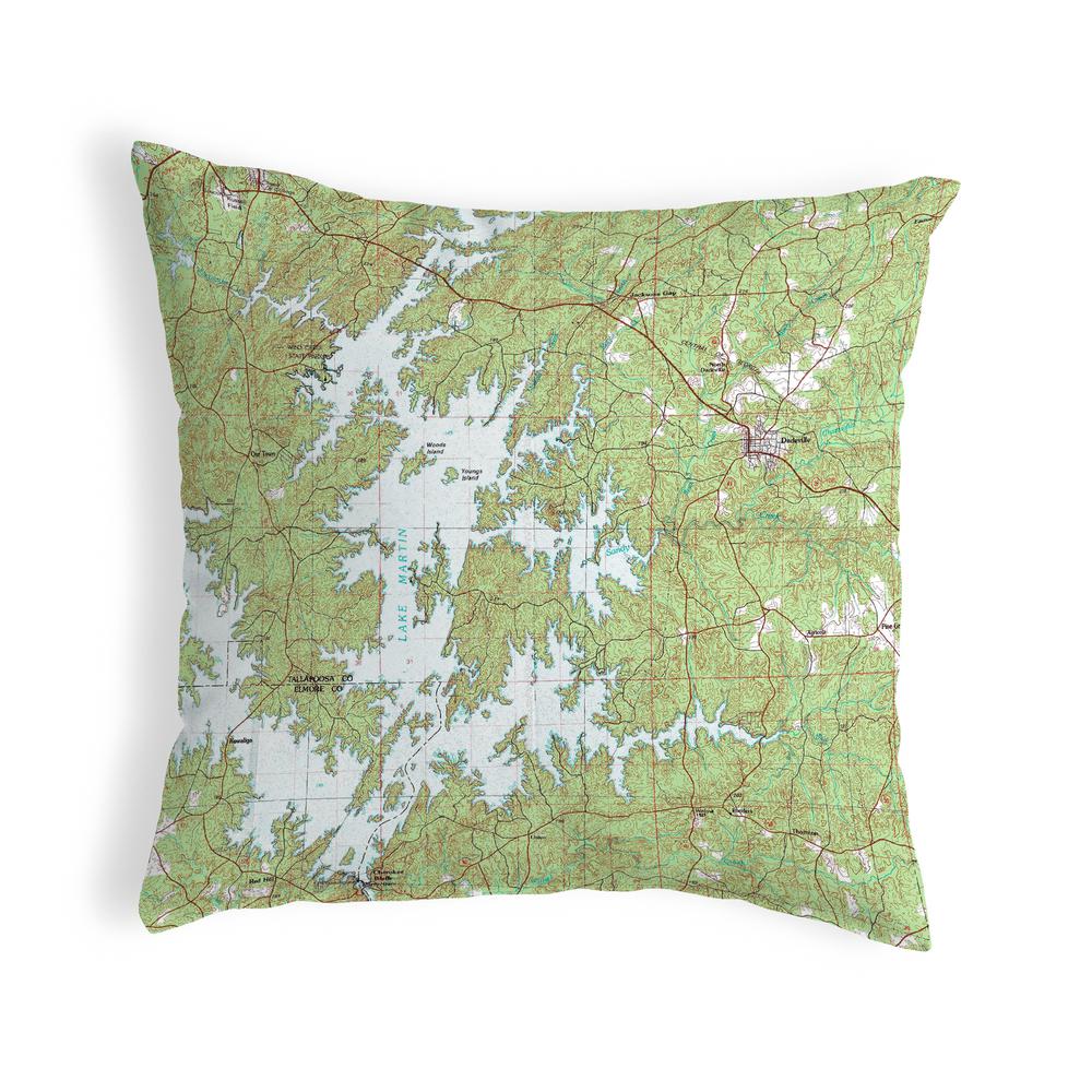 Lake Martin, AL Nautical Map Noncorded Indoor/Outdoor Pillow 12x12