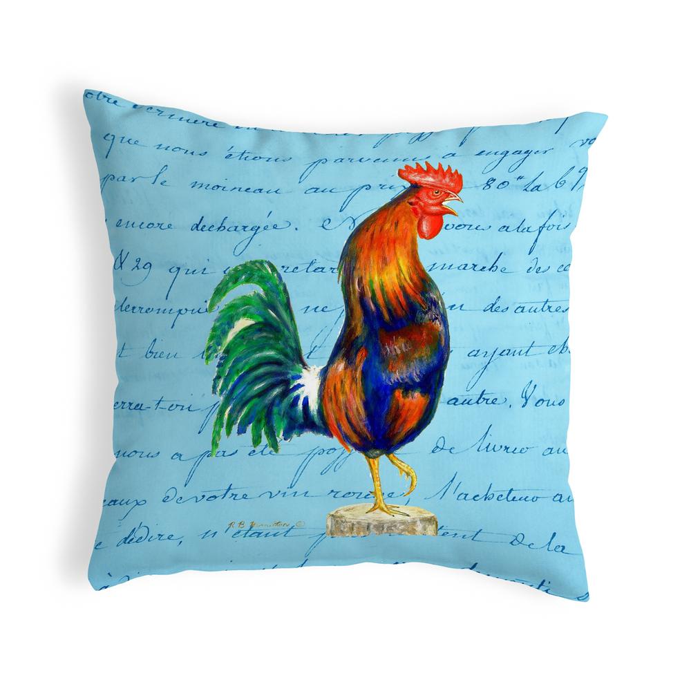 Blue Rooster Script - No Cord Pillow 18x18
