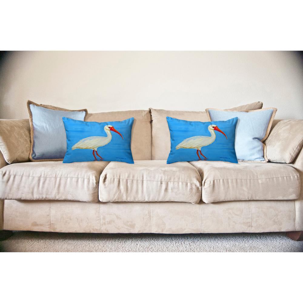 Posing White Ibis Noncorded Indoor/Outdoor Pillow 16x20