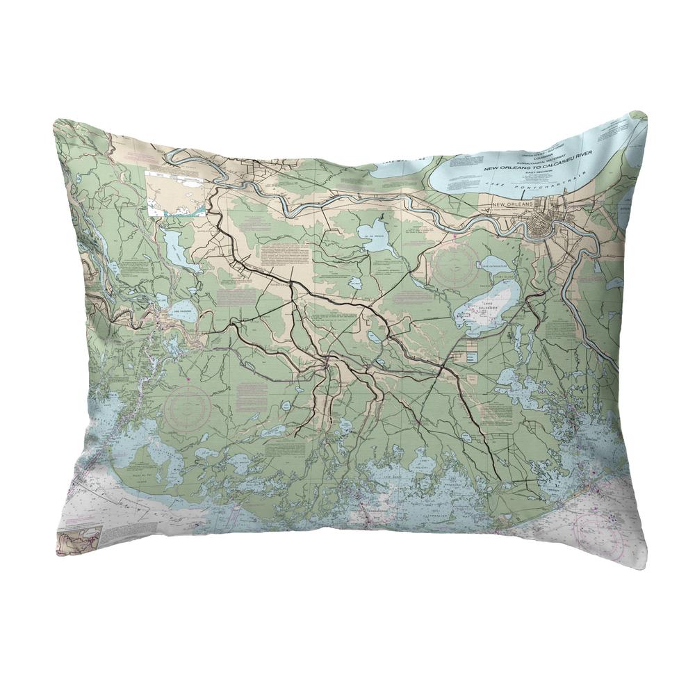 New Orleans to Calcasieu River, LA Nautical Map Noncorded Indoor/Outdoor Pillow 16x20