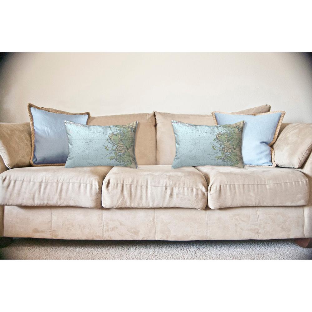 Crystal River, FL Nautical Map Noncorded Indoor/Outdoor Pillow 16x20