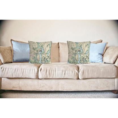 Beaufort - Detail, SC Nautical Map Noncorded Indoor/Outdoor Pillow 18x18