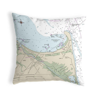 Lewes, DE Nautical Map Noncorded Indoor/Outdoor Pillow 18x18