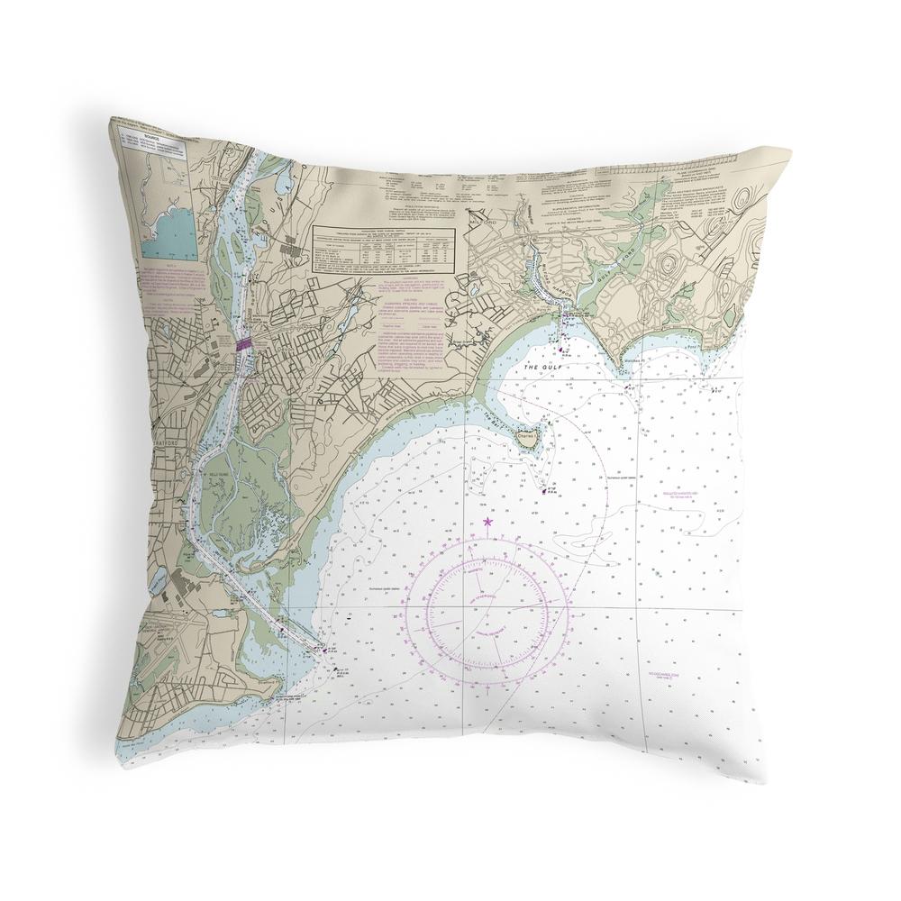 North Long Island Sound, NY Nautical Map Noncorded Indoor/Outdoor Pillow 18x18