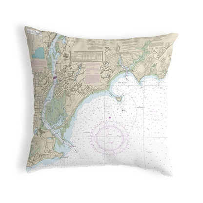 North Long Island Sound, NY Nautical Map Noncorded Indoor/Outdoor Pillow 18x18