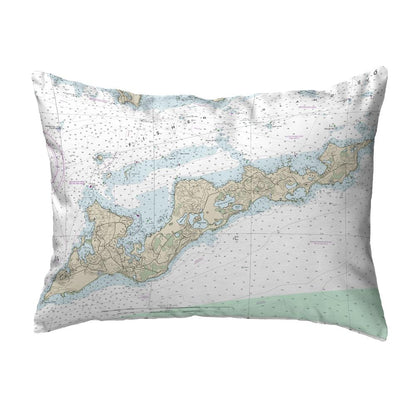 Fishers Island, RI Nautical Map Noncorded Indoor/Outdoor Pillow 16x20