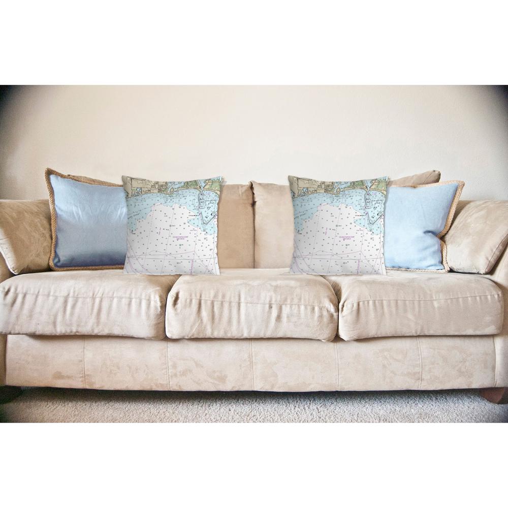 Block Island Sound - Matunuck, RI Nautical Map Noncorded Indoor/Outdoor Pillow 18x18