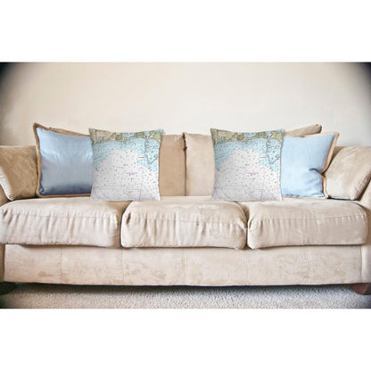 Block Island Sound - Matunuck, RI Nautical Map Noncorded Indoor/Outdoor Pillow 18x18