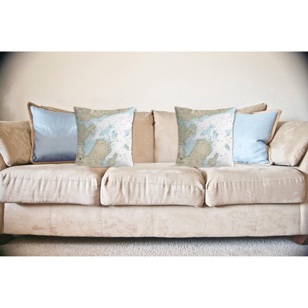 Salem, Marblehead and Beverly Harbors, MA Nautical Map Noncorded Indoor/Outdoor Pillow 18x18