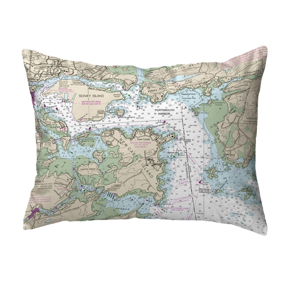 Portsmouth Harbor, NH Nautical Map Noncorded Indoor/Outdoor Pillow 16x20