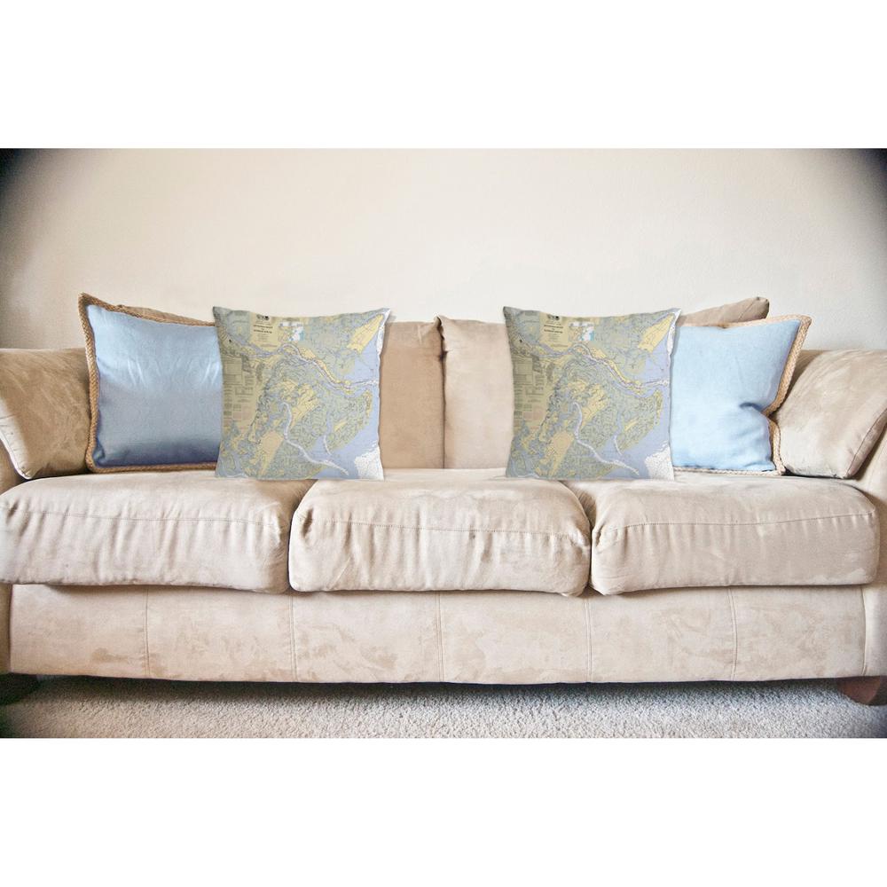 Savannah River and Wassaw Sound, GA Nautical Map Noncorded Indoor/Outdoor Pillow 18x18