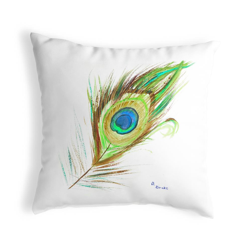 Peacock Feather No Cord Pillow 18x18