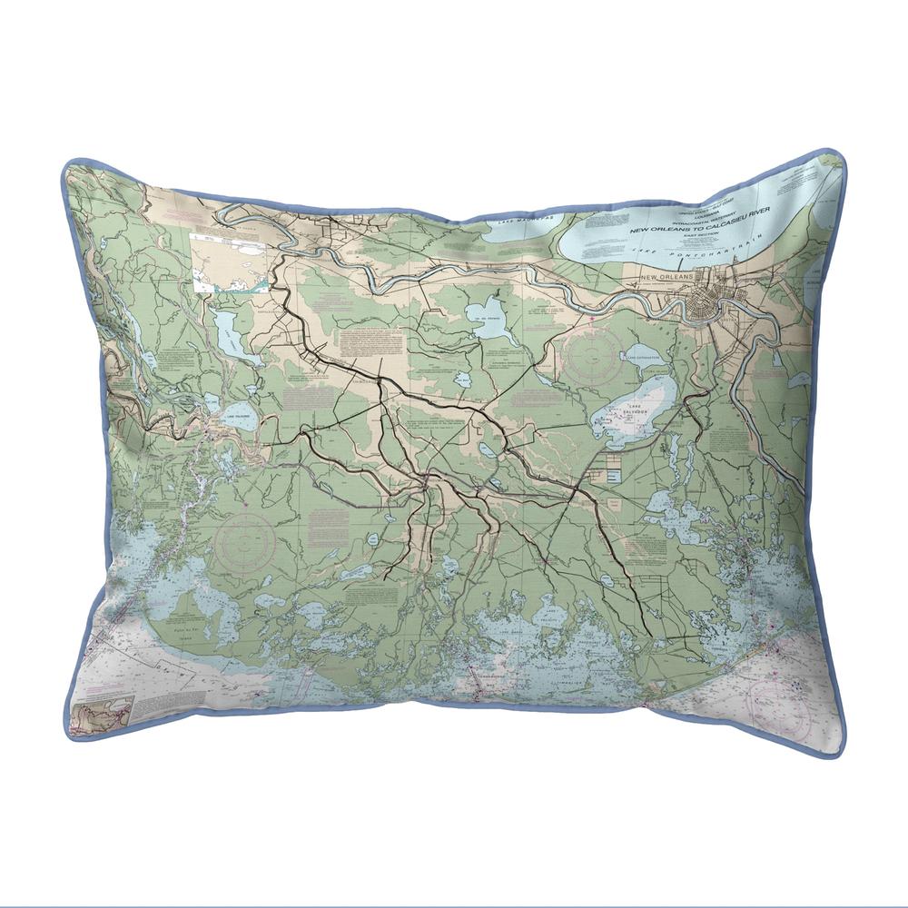 New Orleans to Calcasieu River, LA Nautical Map Small Corded Indoor/Outdoor Pillow 11x14