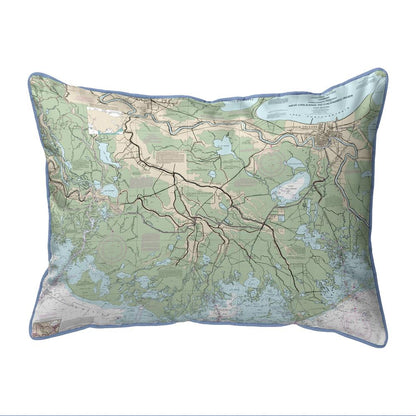 New Orleans to Calcasieu River, LA Nautical Map Small Corded Indoor/Outdoor Pillow 11x14
