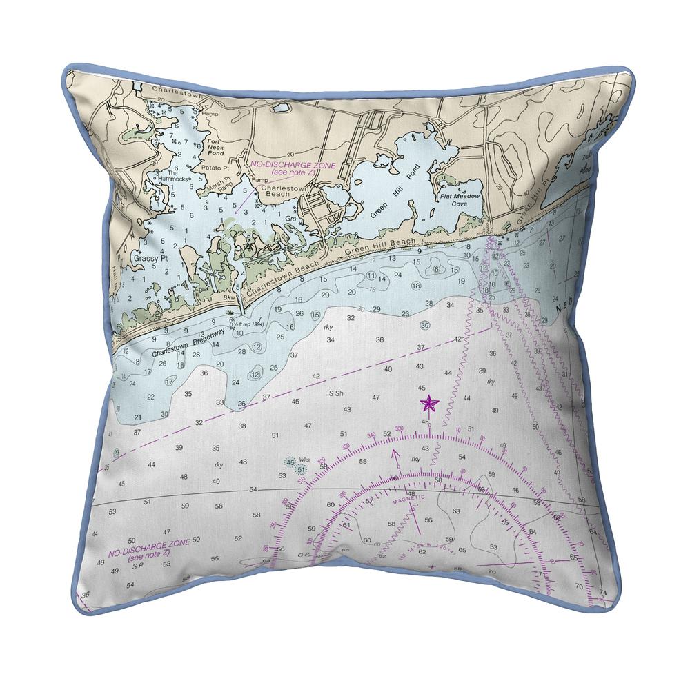 Block Island Sound - Charleston, RI Nautical Map Small Corded Indoor/Outdoor Pillow 12x12