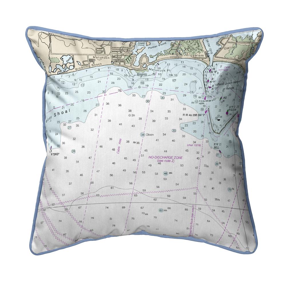 Block Island Sound - Matunuck, RI Nautical Map Small Corded Indoor/Outdoor Pillow 12x12