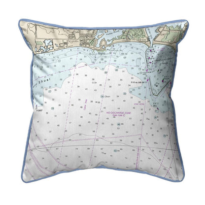 Block Island Sound - Matunuck, RI Nautical Map Small Corded Indoor/Outdoor Pillow 12x12