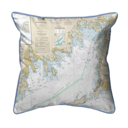 Buzzards Bay, MA Nautical Map Small Corded Indoor/Outdoor Pillow 12x12