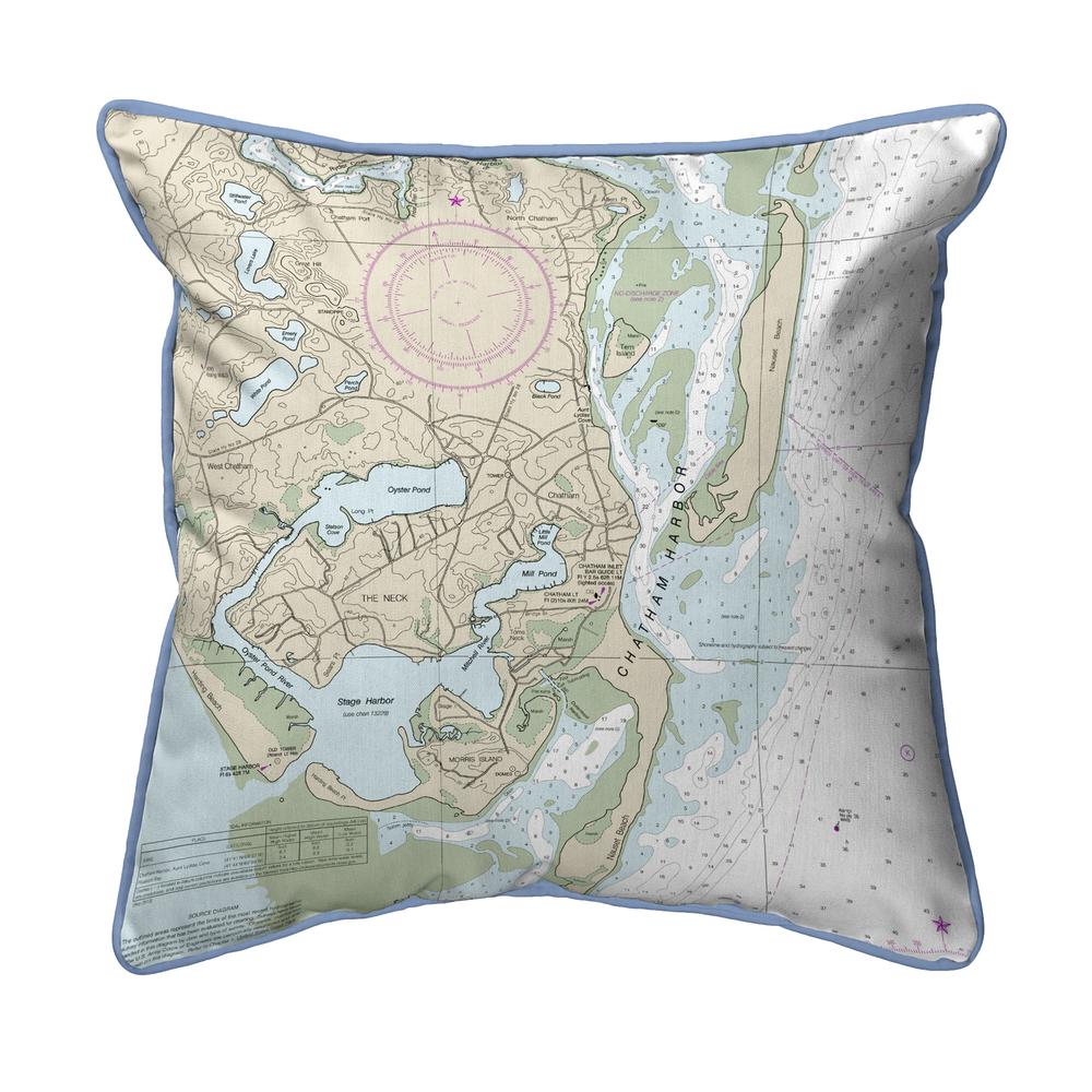 Chatham Harbor, MA Nautical Map Small Corded Indoor/Outdoor Pillow 12x12
