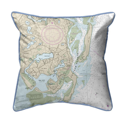 Chatham Harbor, MA Nautical Map Small Corded Indoor/Outdoor Pillow 12x12