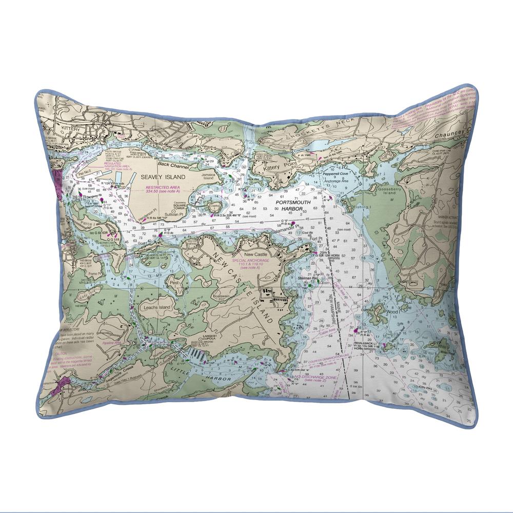 Portsmouth Harbor, NH Nautical Map Small Corded Indoor/Outdoor Pillow 11x14