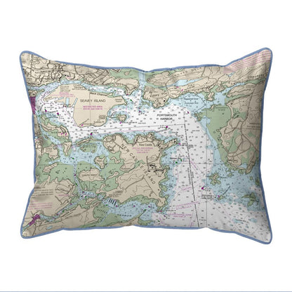 Portsmouth Harbor, NH Nautical Map Small Corded Indoor/Outdoor Pillow 11x14