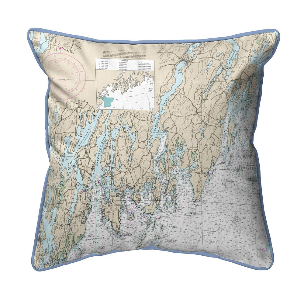 Southport - Pemaquid, ME Nautical Map - Light Blue Cord Small Corded Indoor/Outdoor Pillow 12x12