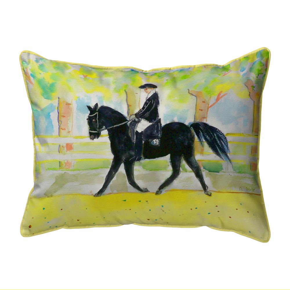 Black Horse & Rider Small Indoor/Outdoor Pillow 11x14