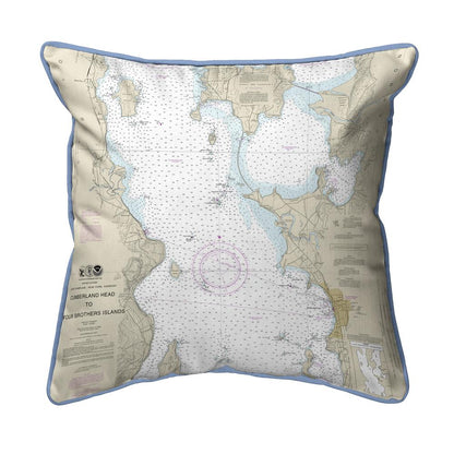Cumberland Head to Four Brothers Islands, VT Nautical Map Small Corded Indoor/Outdoor Pillow 12x12