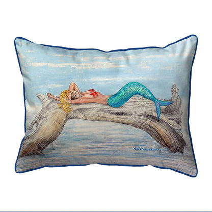 Mermaid on Log Small Indoor/Outdoor Pillow 11x14