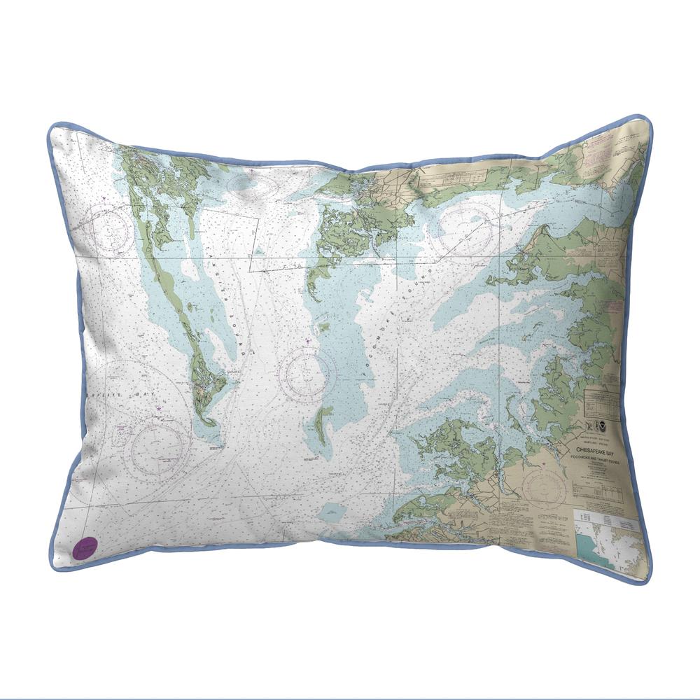 Chesapeake Bay - Pocomoke and Tangier Sounds, VA Nautical Map Small Corded Indoor/Outdoor Pillow 11x14
