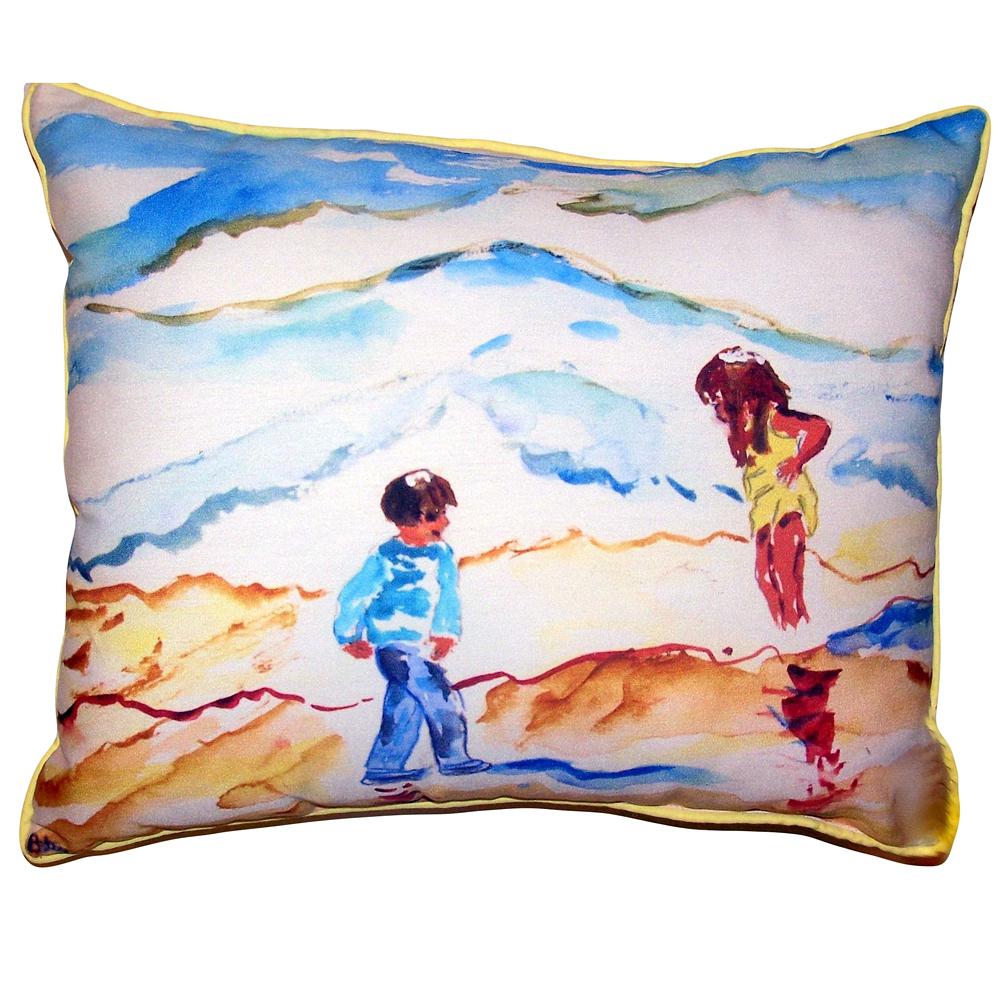 Wading at the Beach Small Outdoor/Indoor Pillow 11x14