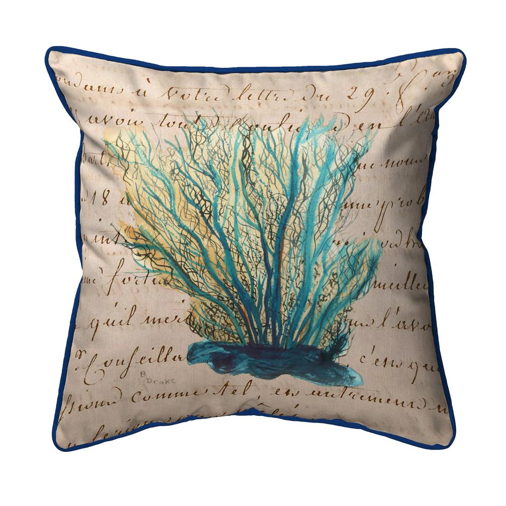 Blue Coral Beige Small Indoor/Outdoor Pillow 12x12