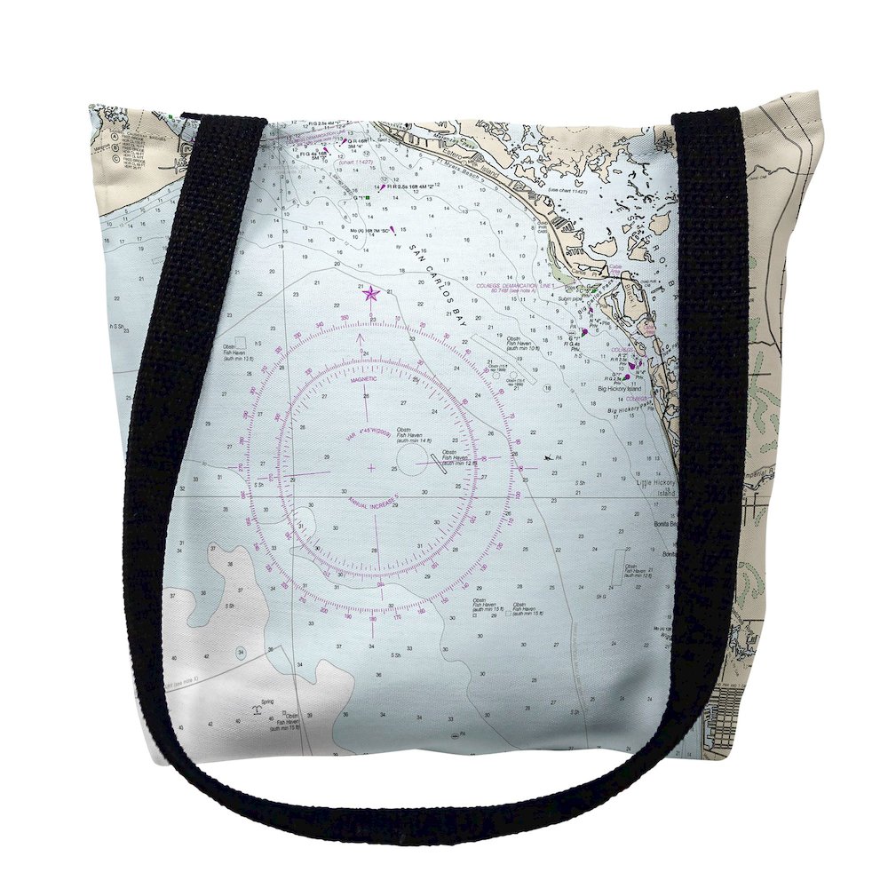 Estero Bay, Bonita Springs, FL Nautical Map Medium Tote Bag 16x16