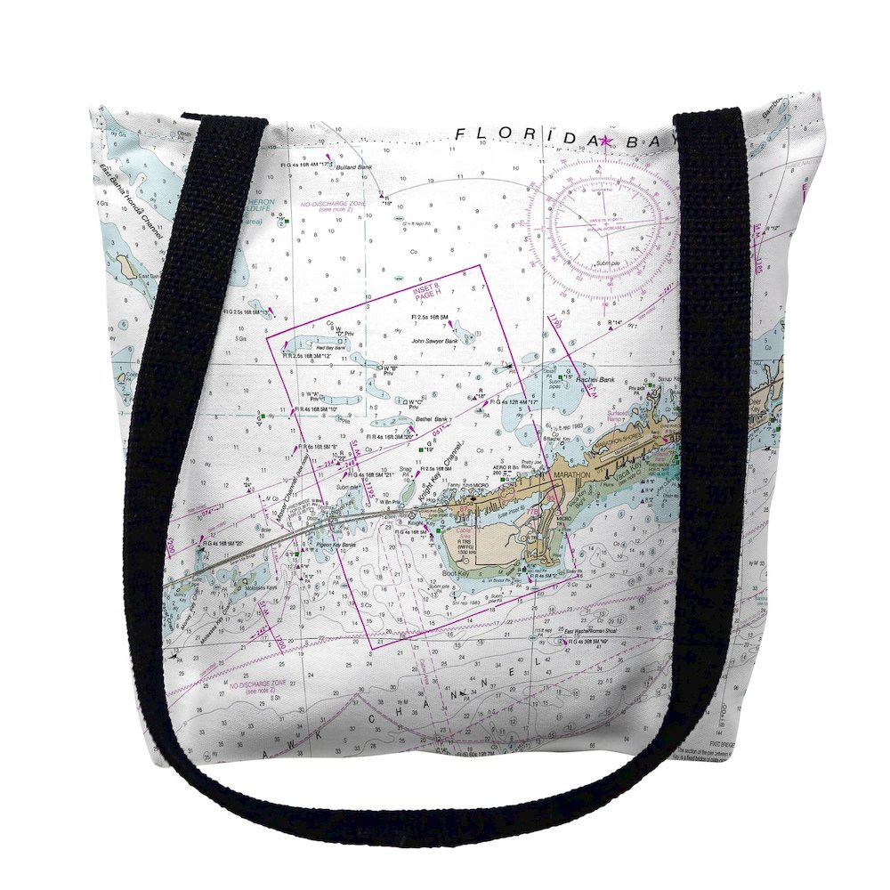 Miami to Marathon & Florida Bay, FL Nautical Map Medium Tote Bag 16x16