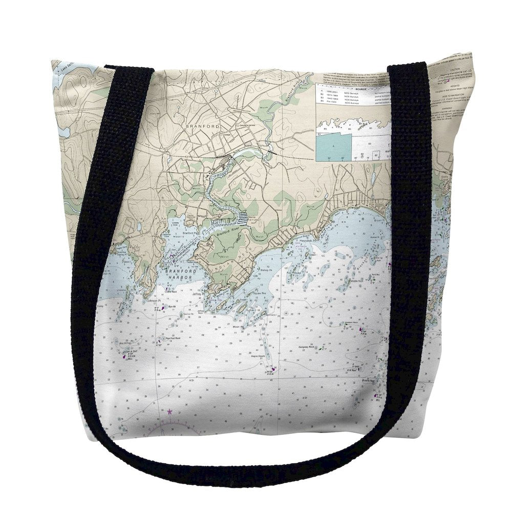 Branford Harbor - Indian Neck, CT Nautical Map Medium Tote Bag 16x16